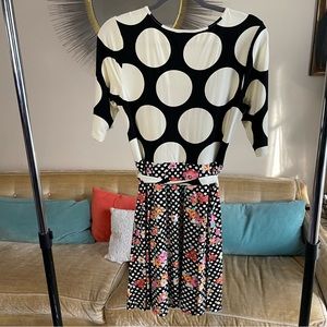ModCloth Polka Dot Floral Dress Size Large